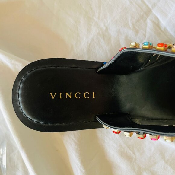 Boho Rhinestone and Beaded Platform Wedge Sandals Size 6 - Picture 8 of 11